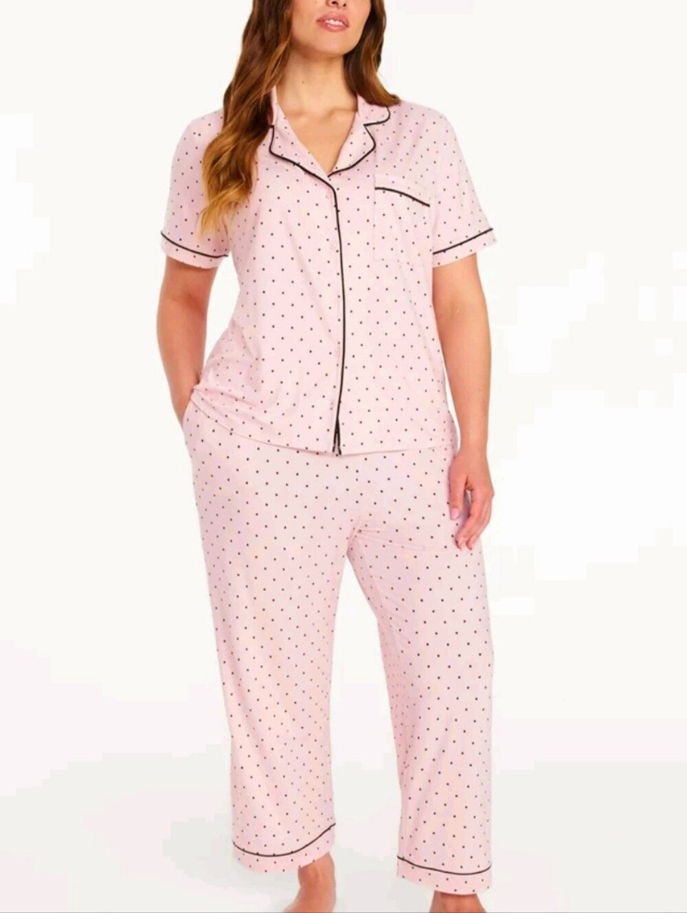 Joyspun Women's Pink Polka Dot Pajama Set - Picture 6 of 7
